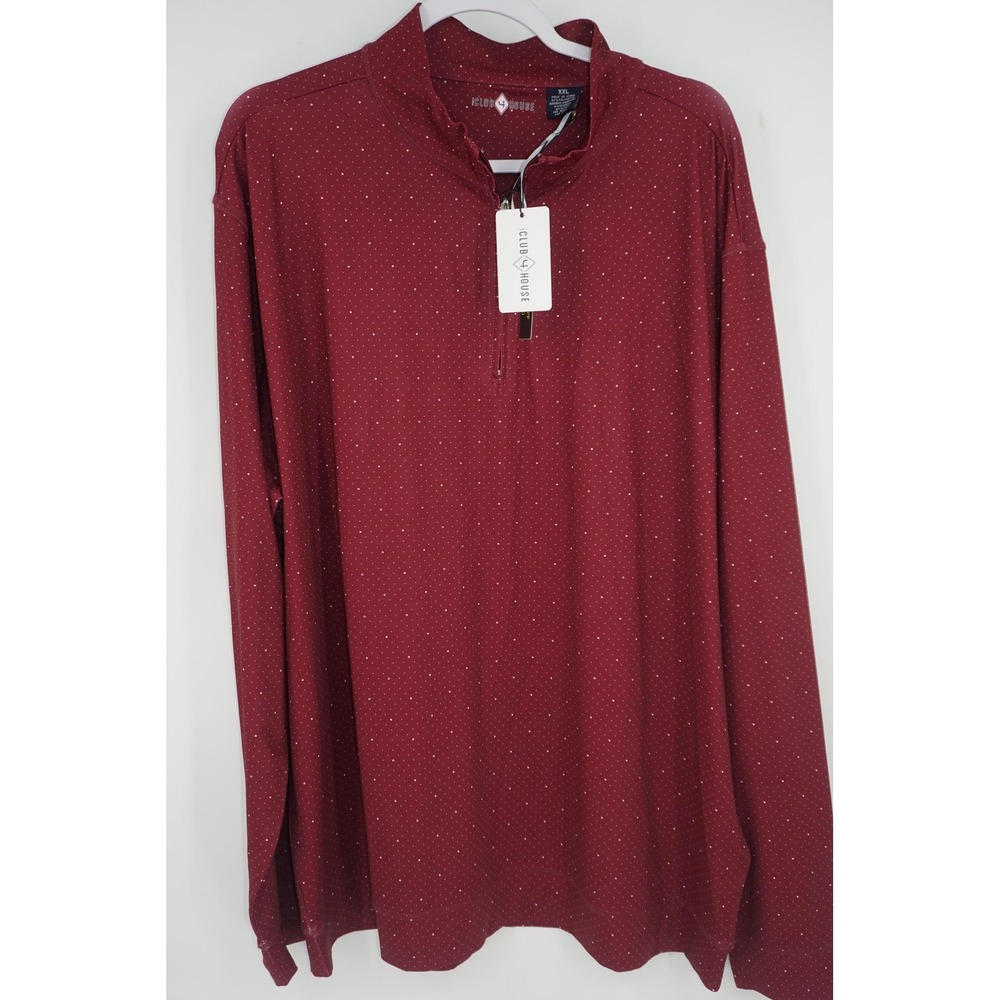 Short Par 4 The Clubhouse ECOTEC 1/4 Zip Pullover‎ Red Golf UPF 50 Men's 2XL